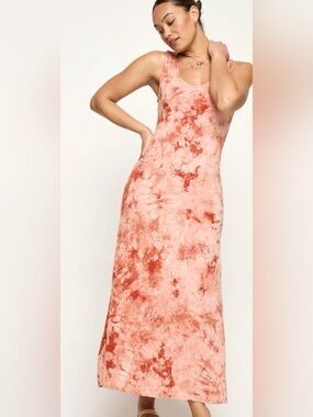 Go Couture Knit Racerback Maxi Dress – Brick Tie Dye | Size XL HD